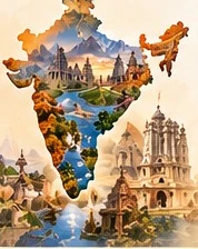 Illustration of India's heritage and landmarks